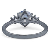 Art Deco Round Natural Stone Three Stone Ring