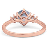 Art Deco Round Natural Stone Three Stone Ring