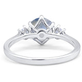 Art Deco Round Natural Stone Three Stone Ring