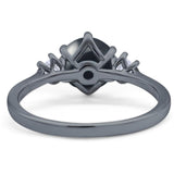 Art Deco Round Natural Stone Three Stone Ring