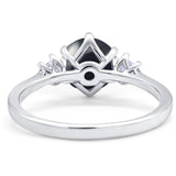 Art Deco Round Natural Stone Three Stone Ring