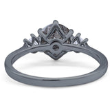 Art Deco Round Natural Stone Three Stone Ring