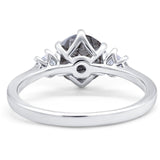 Art Deco Round Natural Stone Three Stone Ring