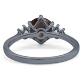 Art Deco Round Natural Stone Three Stone Ring