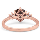 Art Deco Round Natural Stone Three Stone Ring