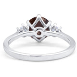 Art Deco Round Natural Stone Three Stone Ring