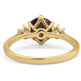 Art Deco Round Natural Stone Three Stone Ring