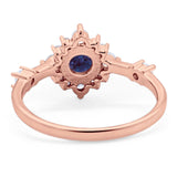 Art Deco Round Natural Stone Flower Ring