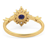 Art Deco Round Natural Stone Flower Ring