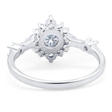 Art Deco Round Natural Stone Flower Ring