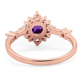 Art Deco Round Natural Stone Flower Ring