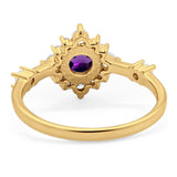 Art Deco Round Natural Stone Flower Ring