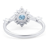 Art Deco Round Natural Stone Flower Ring