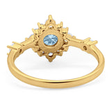 Art Deco Round Natural Stone Flower Ring