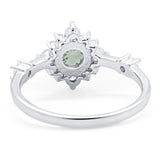 Art Deco Round Natural Stone Flower Ring