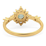 Art Deco Round Natural Stone Flower Ring