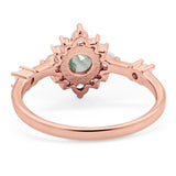 Art Deco Round Natural Stone Flower Ring