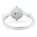 Art Deco Round Natural Stone Flower Ring