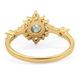 Art Deco Round Natural Stone Flower Ring