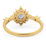 Art Deco Round Natural Stone Flower Ring