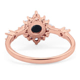 Art Deco Round Natural Stone Flower Ring