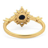 Art Deco Round Natural Stone Flower Ring