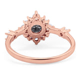 Art Deco Round Natural Stone Flower Ring