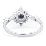 Art Deco Round Natural Stone Flower Ring
