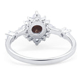Art Deco Round Natural Stone Flower Ring
