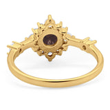 Art Deco Round Natural Stone Flower Ring