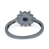 Art Deco Round Natural Stone Flower Ring