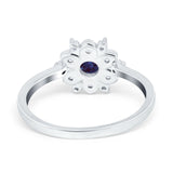 Art Deco Round Natural Stone Flower Ring