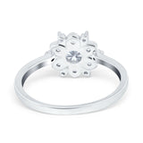Art Deco Round Natural Stone Flower Ring