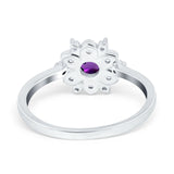 Art Deco Round Natural Stone Flower Ring