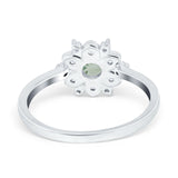 Art Deco Round Natural Stone Flower Ring