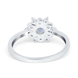 Art Deco Round Natural Stone Flower Ring