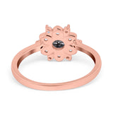 Art Deco Round Natural Stone Flower Ring