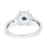 Art Deco Round Natural Stone Flower Ring