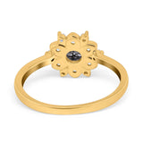 Art Deco Round Natural Stone Flower Ring