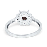 Art Deco Round Natural Stone Flower Ring