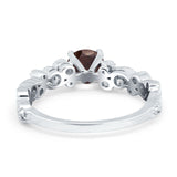 Round Natural Stone Filigree Beaded Ring