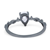 Art Deco Pear Natural Stone Wedding Ring