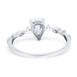 Art Deco Pear Natural Stone Wedding Ring