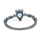 Art Deco Pear Natural Stone Wedding Ring