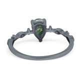 Art Deco Pear Natural Stone Wedding Ring