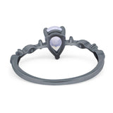 Art Deco Pear Natural Stone Wedding Ring