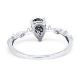 Art Deco Pear Natural Stone Wedding Ring