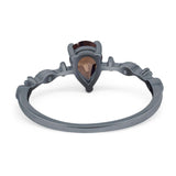 Art Deco Pear Natural Stone Wedding Ring