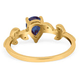 Leaf Style Pear Natural Stone Beaded Ring