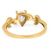 Leaf Style Pear Natural Stone Beaded Ring